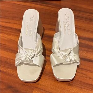 Coconuts by Matisse Cream Knotted Wedges- Wedding Bride Shoes